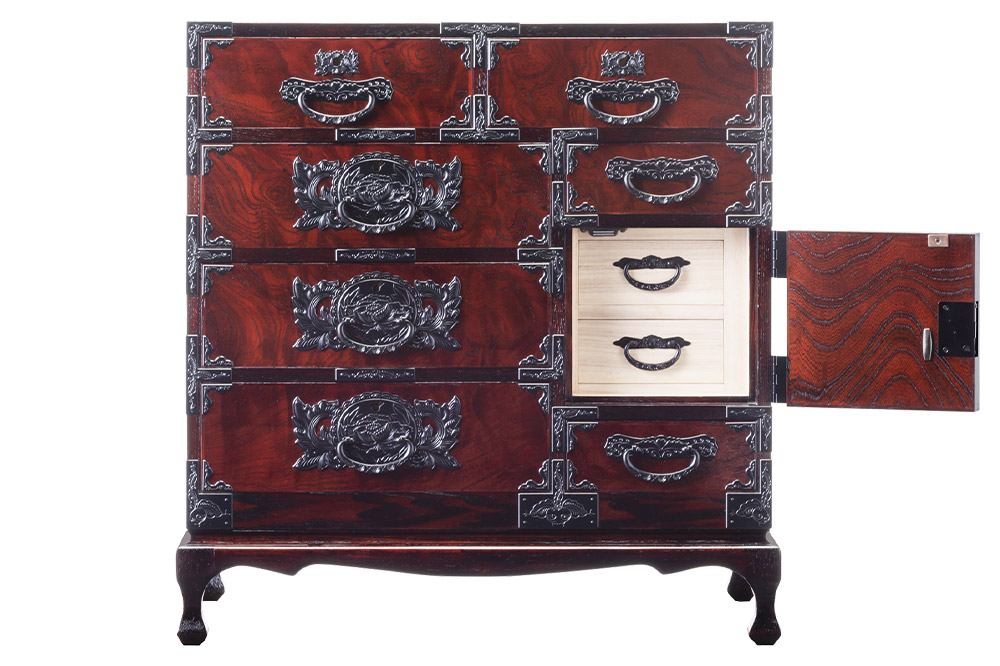 仙台箪笥 猫足チェスト 拭き漆塗り (申込書返送後、1ヶ月～6ヶ月程度でお届け)