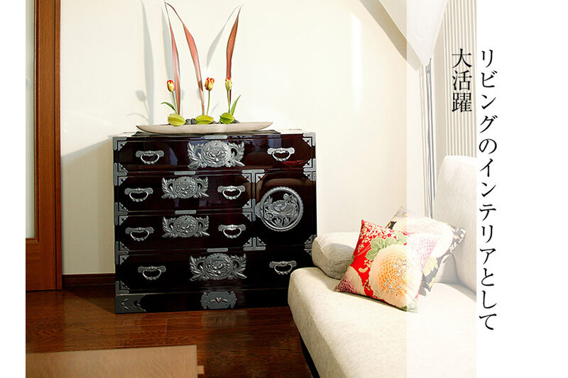 仙台箪笥 用箪笥 木地呂漆塗り (申込書返送後、3ヶ月～8ヶ月程度でお届け) [仙台箪笥 タンス たんす 小型 高級 工芸品 伝統]