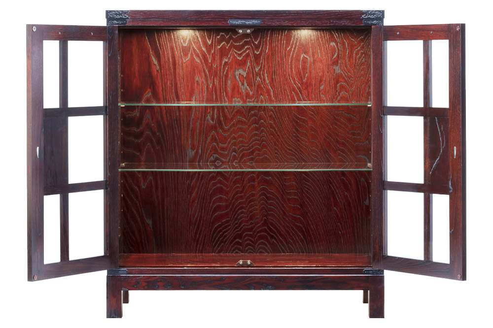 仙台箪笥 三尺カップボード 拭き漆塗り (申込書返送後、1ヶ月～6ヶ月程度でお届け)