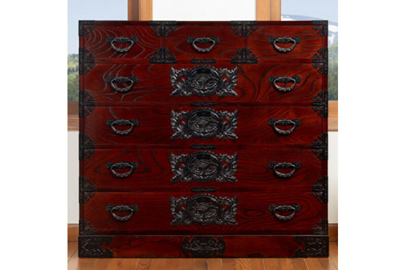 仙台箪笥 三.五尺七ツ抽箪笥 拭き漆塗り (申込書返送後、1ヶ月～6ヶ月程度でお届け) 欅産業 職人 おすすめ 船箪笥 [インテリア タンス 収納 家具 和 モダン 高級 和箪笥 小箪笥 伝統 工芸品 仏壇 仏具 神具 飾り棚 欅 漆塗 彫金 金具 装飾 仙台箪笥 船箪笥 舟箪笥 宮城 利府 欅産業]