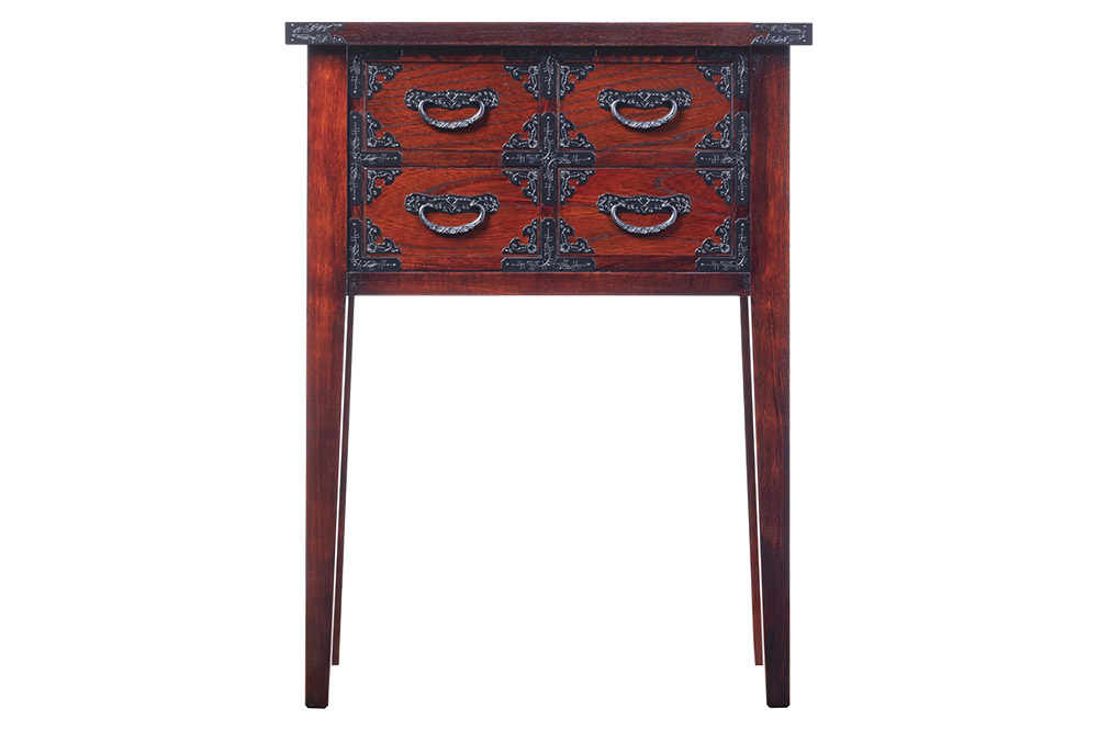 仙台箪笥 四ツ抽コンソール85 拭き漆塗り (申込書返送後、1ヶ月～6ヶ月程度でお届け)