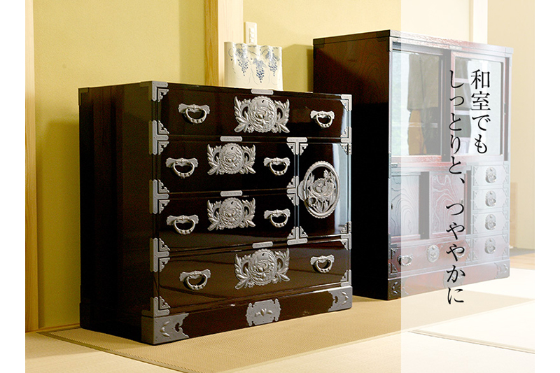 仙台箪笥 用箪笥 木地呂漆塗り (申込書返送後、3ヶ月～8ヶ月程度でお届け)