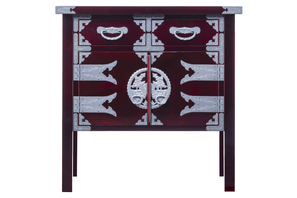 仙台箪笥 両開コンソール 木地呂漆塗り (申込書返送後、3ヶ月～8ヶ月程度でお届け)