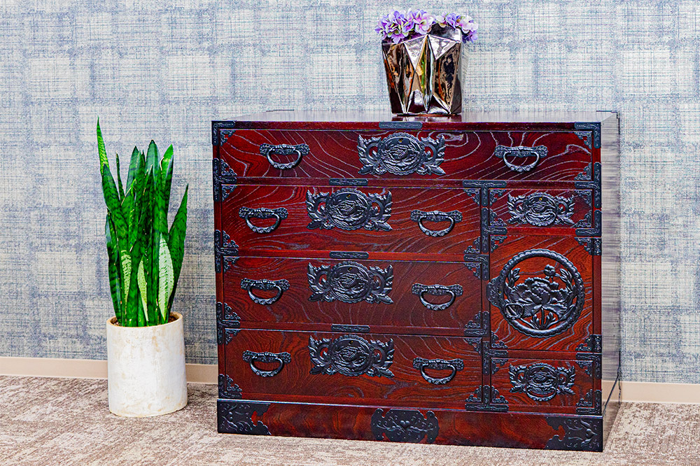 仙台箪笥 三・五尺野郎箪笥 拭き漆塗り KC-7C （申込書返送後、1ヶ月～6ヶ月程度でお届け） 欅産業 たんす 家具 収納 インテリア