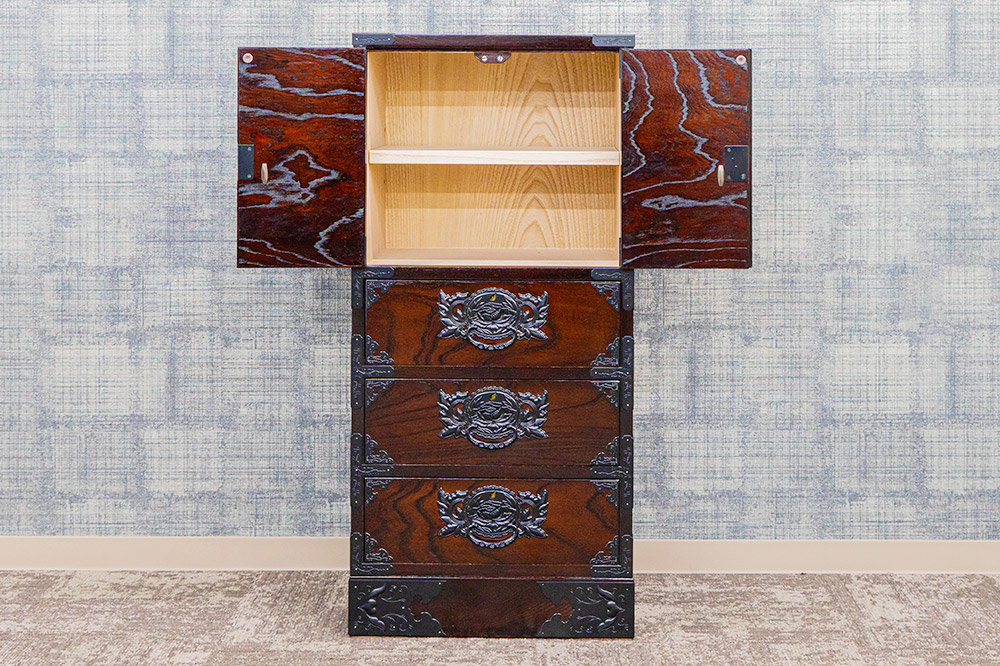 仙台箪笥 45巾すきまチェスト 拭き漆塗り KC-321 （申込書返送後、1ヶ月～6ヶ月程度でお届け） 欅産業 たんす 家具 収納 インテリア