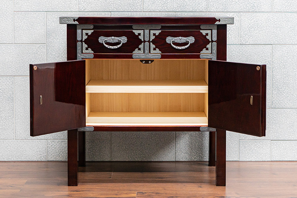 仙台箪笥 両開コンソール 木地呂漆調 KHB-131D（お申込書返送後1ヶ月～5ヶ月程度でお届け）高級 工芸品 伝統