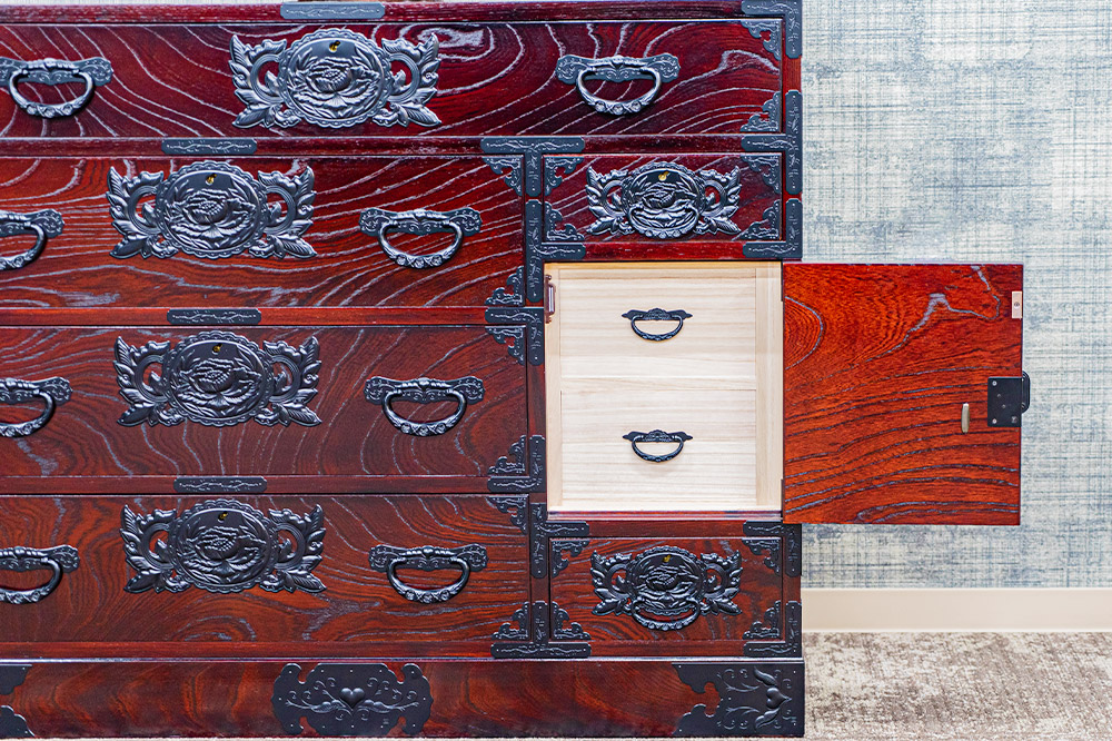 仙台箪笥 三・五尺野郎箪笥 拭き漆塗り KC-7C （申込書返送後、1ヶ月～6ヶ月程度でお届け） 欅産業 たんす 家具 収納 インテリア