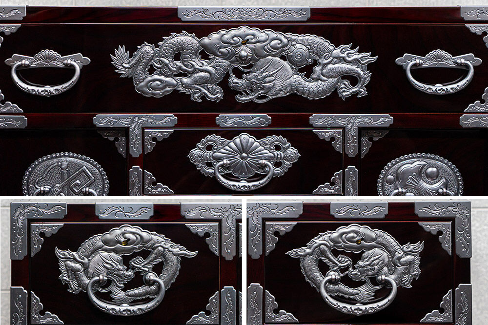 仙台箪笥 四・五尺部屋箪笥 木地呂漆塗り 彫金手打金具 KD-3008D（お申込書返送後8ヵ月～12ヵ月程度でお届け） [仙台箪笥 タンス たんす 小型 高級 工芸品 伝統]