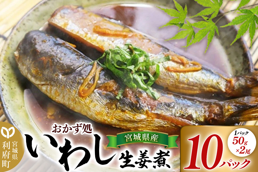 宮城県産 いわし生姜煮 （2尾50g×10パック） 冷凍 惣菜 おかず つまみ レンチン 湯煎 簡単 お取り寄せ しょうが ショウガ