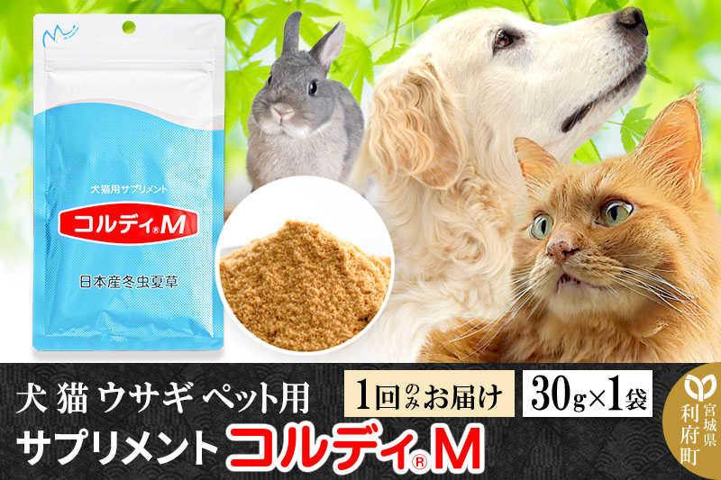 犬 猫 ウサギ いつものエサにプラス！ペット用サプリメント(コルディM) 30g×1袋 冬虫夏草 パウダー 粉末