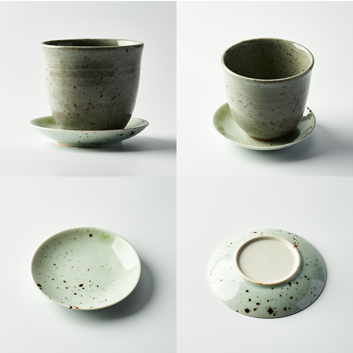 台ヶ森焼 「湯呑と小皿のセット」2セット ペア 湯呑 マグカップ 茶碗 食器 皿 受け皿 ソーサー 陶器 焼き物 工芸品 食卓 キッチン シンプル 電子レンジ対応 食洗機対応 【台ヶ森焼 】ta439