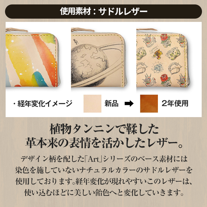 ハーフウォレット(L字型ファスナー)＜Saturn＞(118×95×厚み10mm) レザー 革 本革 レザー製品 革製品 財布 サイフ ギフト 名入れ 日本製 手縫い ハンドメイド ファッション 小物 サムライクラフト Samurai Craft【株式会社Stand Field】ta281-saturn