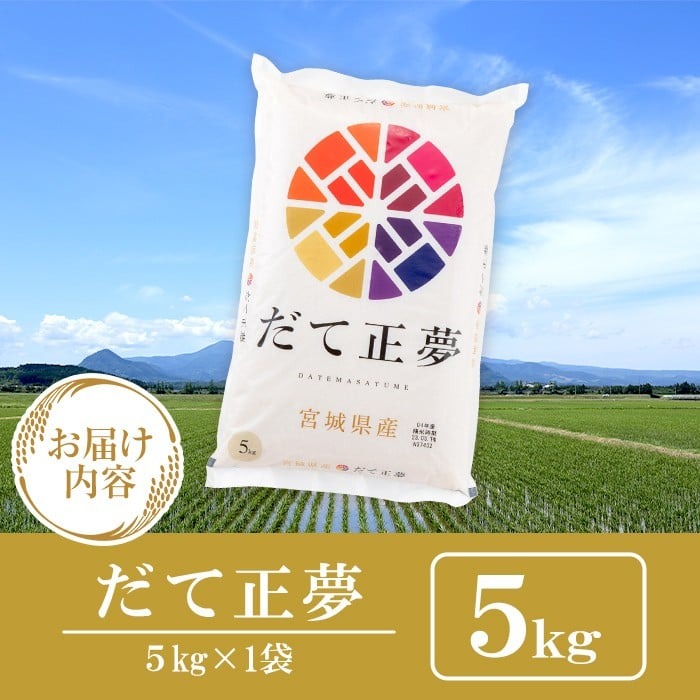 ＜先行予約！2025年10月末までに発送予定＞【令和7年産 新米】宮城県産 だて正夢 5kg お米 おこめ 米 コメ 白米 ご飯 ごはん 伊達 だてまさゆめ おにぎり お弁当 ブランド米 5kg【株式会社パールライス宮城】ta355-m10