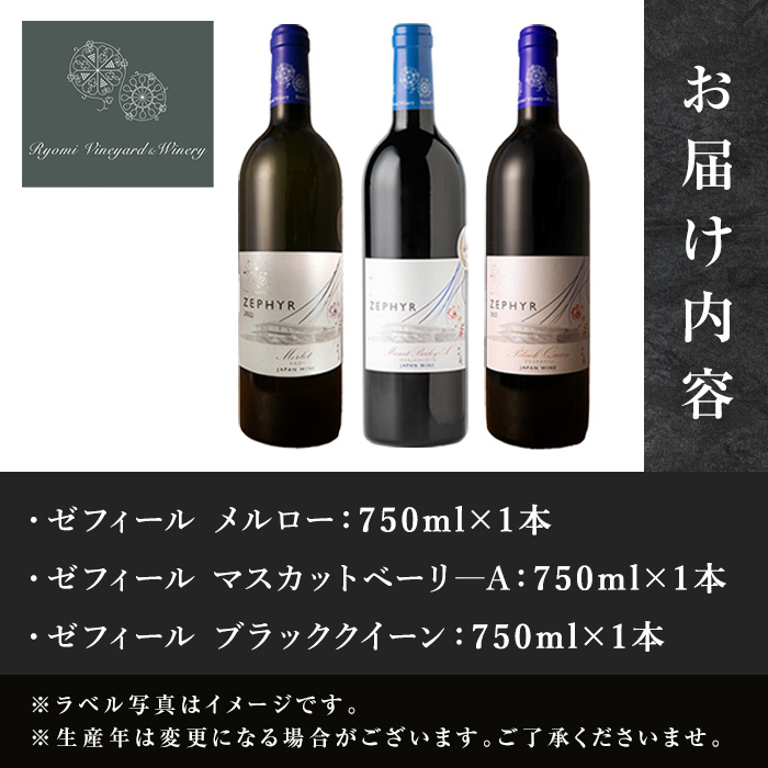 ＜受賞ワイン＞了美ワイン3本セット 750ml×3本 赤ワイン メルロー マスカットベーリーA ブラッククイーン アルコール ワインセット みらいファームやまと【了美ワイナリー】ta576