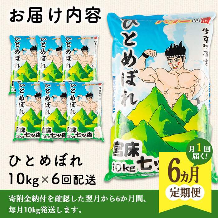 ＜6か月定期便＞ひとめぼれ 60kg お米 おこめ 米 コメ 白米 ご飯 ごはん おにぎり お弁当 宮城産 頒布会【赤間農業開発株式会社】ta301