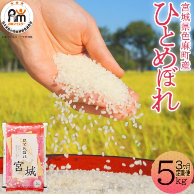 【毎月定期便】宮城県産 ひとめぼれ 精米 5kg全3回【配送不可地域：離島・沖縄県】