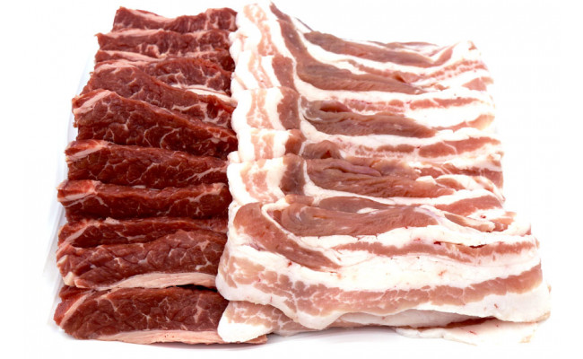 【2回 定期便 】至福の焼肉セットC 1kg×2回 総計2kg《隔月1回お届け》 [関精肉畜産 宮城県 加美町 44581359] 豚 豚肉 ポーク 牛カルビ 焼肉 BBQ 真空パック 冷凍