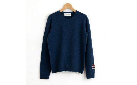 ラウンドネックプルオーバー(ブルー)女性用サイズ:LL(42)≪白田のカシミヤ≫