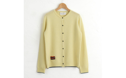 ラウンドネック カーディガン(L.イエロー)女性用サイズ:S(36)≪白田のカシミヤ≫