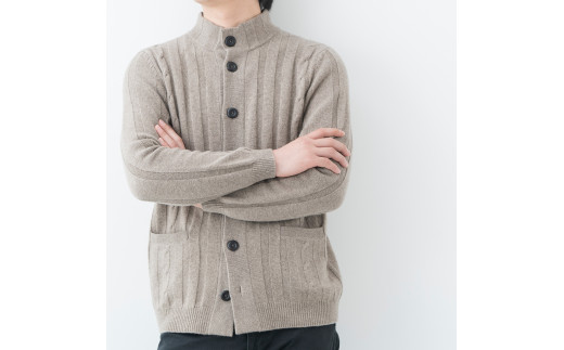 スタンドカラージャケット(ブルー) 男性用サイズ:M(42) ≪白田のカシミヤ≫