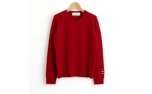 ラウンドネックプルオーバー(レッド)女性用サイズ:LL(42)≪白田のカシミヤ≫