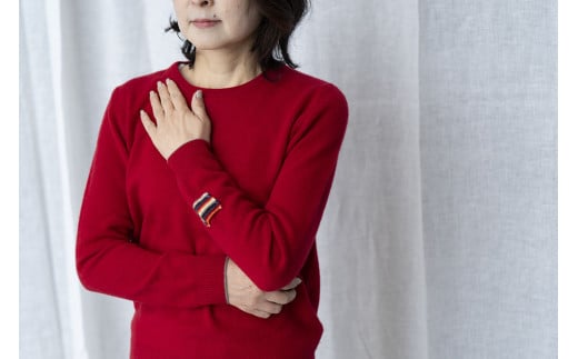 ラウンドネックプルオーバー(レッド)女性用サイズ:M(38)≪白田のカシミヤ≫