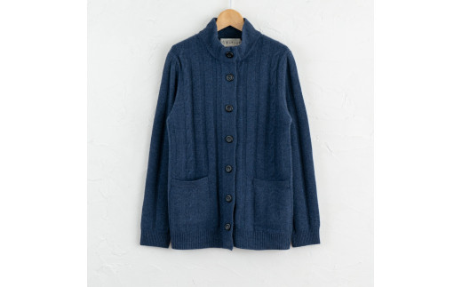 スタンドカラージャケット(ブルー) 女性用サイズ:L(40) ≪白田のカシミヤ≫