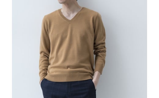   ベビーカシミヤ Vネックプルオーバー 男性用《白田のカシミヤ》男性用サイズ:L（44）｜ブイネック ニット カシミヤ 100％  高級 希少 メンズ