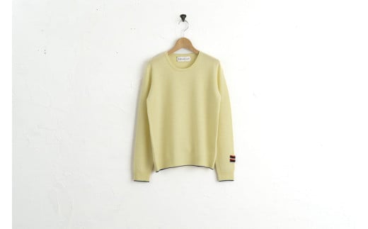 ラウンドネックプルオーバー(L.イエロー)女性用サイズ:S(36)≪白田のカシミヤ≫