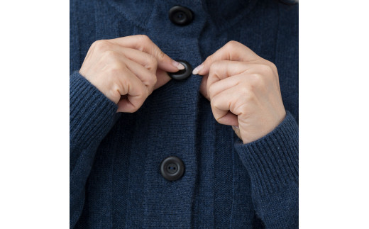 スタンドカラージャケット(ブルー) 女性用サイズ:L(40) ≪白田のカシミヤ≫