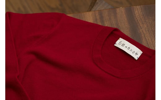 ラウンドネックプルオーバー(レッド)女性用サイズ:LL(42)≪白田のカシミヤ≫