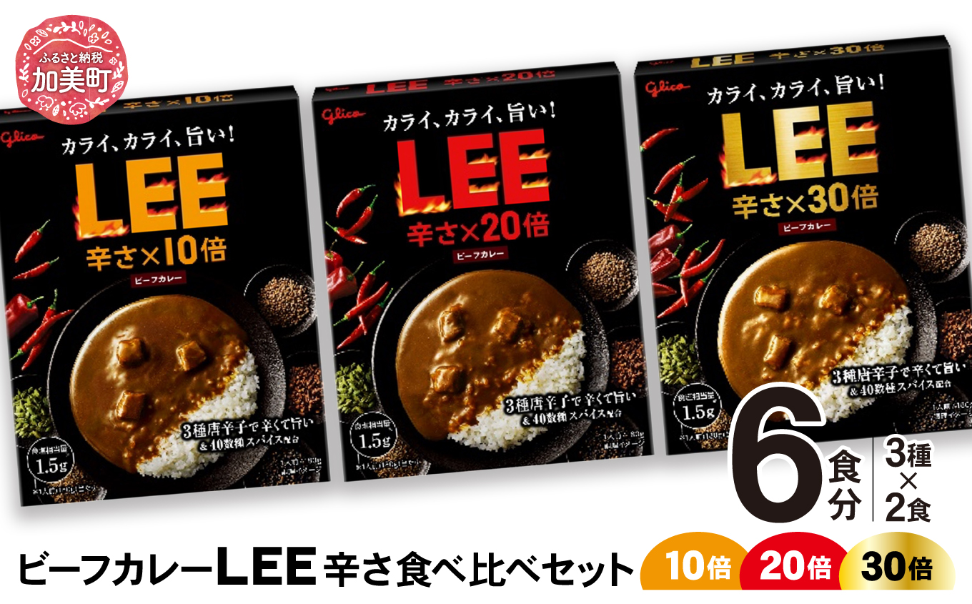 ビーフカレーLEE（10倍・20倍・30倍）辛さ食べ比べセット（3種各2個） 【10000円 】 6食（3種各2個）