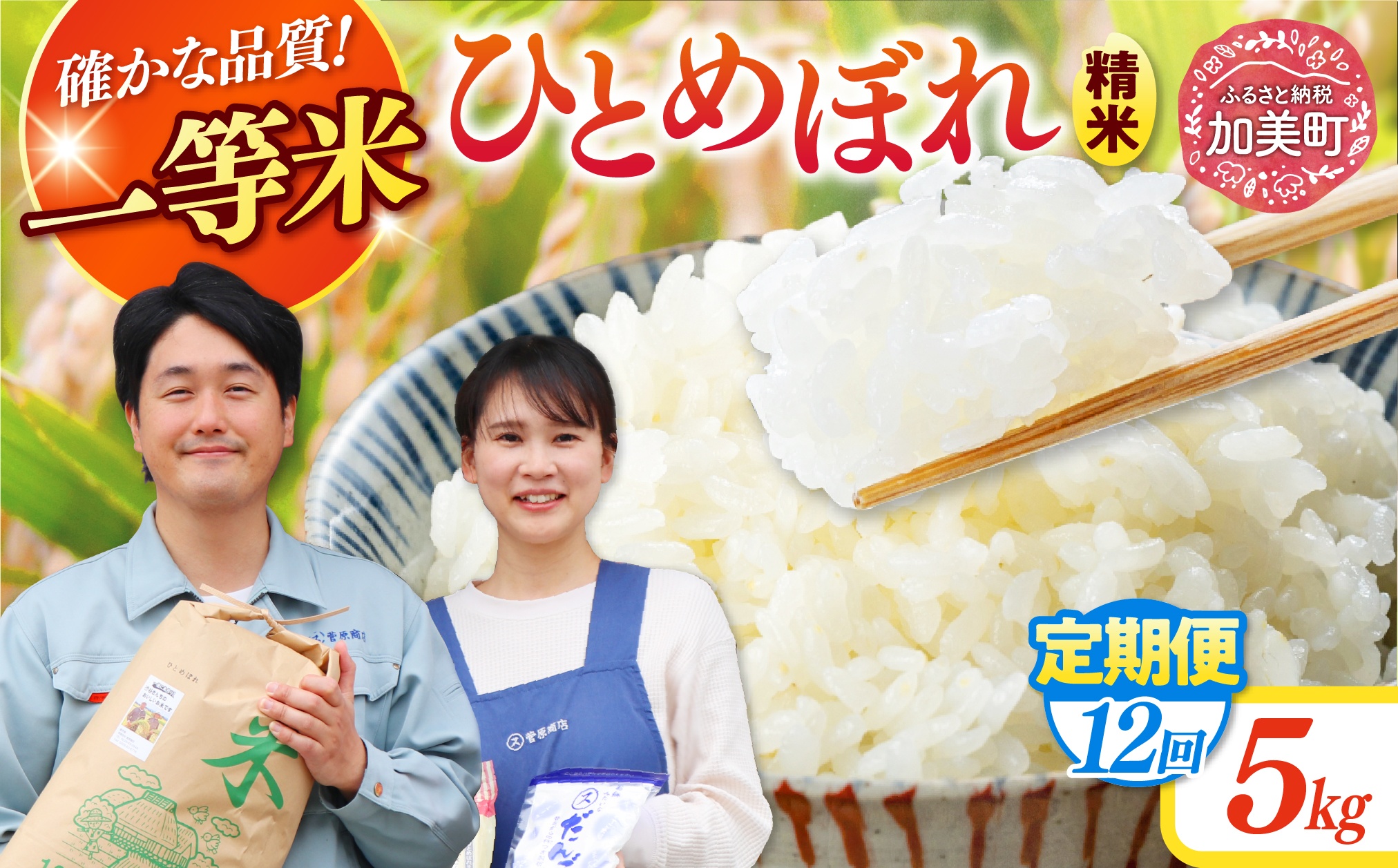 【12回定期便】 精米 令和7年産 宮城県産ひとめぼれ 計60kg (5kg×12回) [菅原商店 宮城県 加美町 ]  |sg-hb05-t12-r7