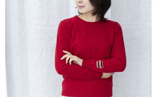 ラウンドネックプルオーバー(レッド)女性用サイズ:M(38)≪白田のカシミヤ≫
