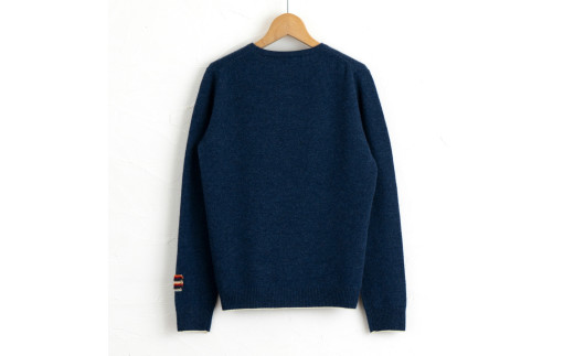 ラウンドネックプルオーバー(ブルー)男性用サイズ:M(42)≪白田のカシミヤ≫