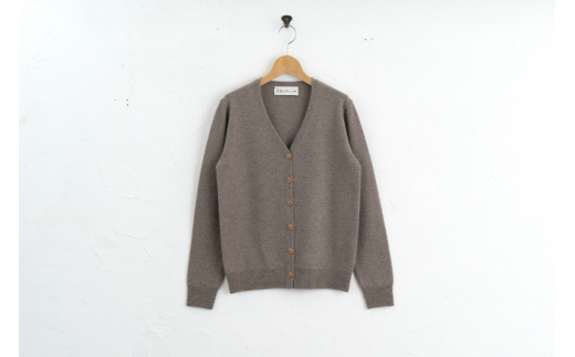 Vネック カーディガン  度詰（コルク）女性用サイズ:S(36)≪白田のカシミヤ≫