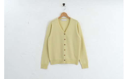 Vネック カーディガン   度詰（L.イエロー）女性用サイズ:L(40)≪白田のカシミヤ≫