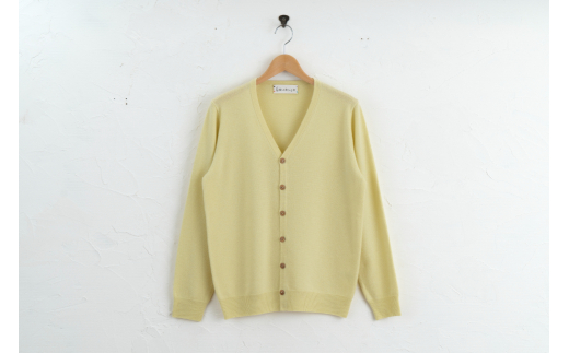 Vネックカーディガン 度詰 (L.イエロー)男性用サイズ:L(44 )≪白田のカシミヤ≫