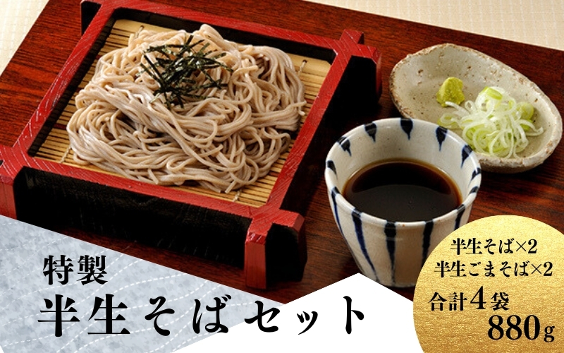 特製 半生そばのセット プレーン 220g×2 & ごま入り 220g×2 / 蕎麦 そば 生そば 麺 麺類 セット 食べ比べ [kann002]