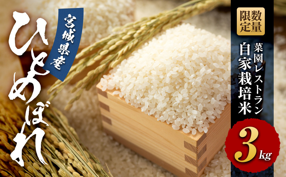 【令和7年産】数量限定　菜園レストラン「野の風」自家栽培米　ひとめぼれ3kg