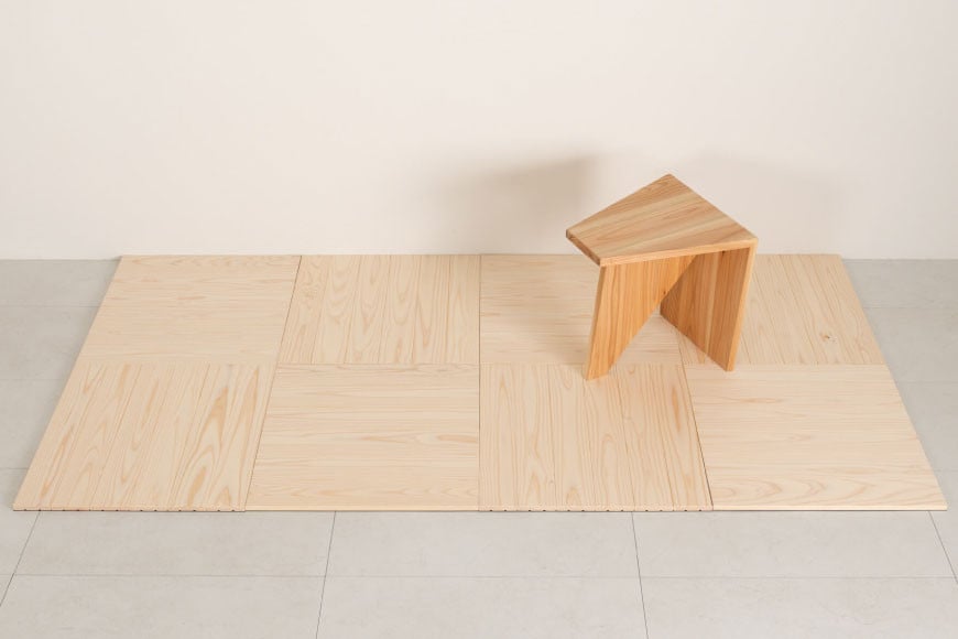 ウッドタイル ひだまりタイル 48cm×48cm クリア 8枚入 [丸平木材 宮城県 南三陸町 30bf0001] タイル 木材 木 DIY ウッドパネル セット 杉 家具 フローリング 無垢材 木目 リフォーム