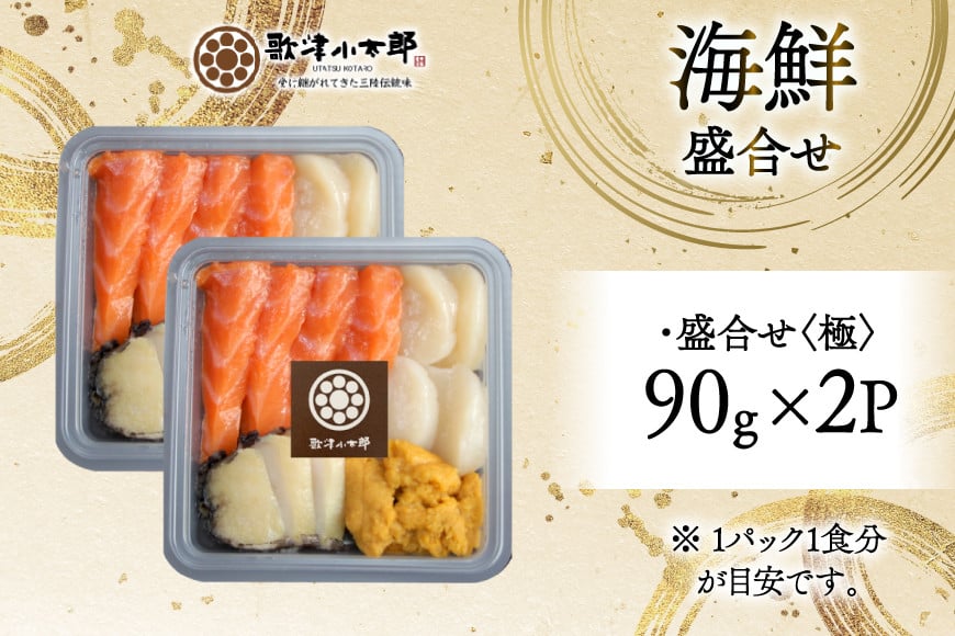 海鮮 盛合せ 漁師めし〈極〉 90g 2パック [橋本水産食品 宮城県 南三陸町 m304amh590048] 魚介 魚介類 魚 海鮮 海鮮丼 丼 サーモン 銀鮭 鮭 小分け 個包装 冷凍 三陸 ホタテ 帆立 ほたて 雲丹 うに ウニ 鮑 アワビ