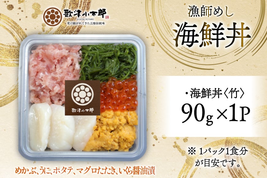 海鮮丼 漁師めし〈竹〉 90g 1パック [橋本水産食品 宮城県 南三陸町 m304amh590030] 魚介 魚介類 魚 海鮮 海鮮丼 丼 鮪 まぐろ マグロ まぐろたたき 小分け 個包装 冷凍 三陸 ホタテ 帆立 ほたて