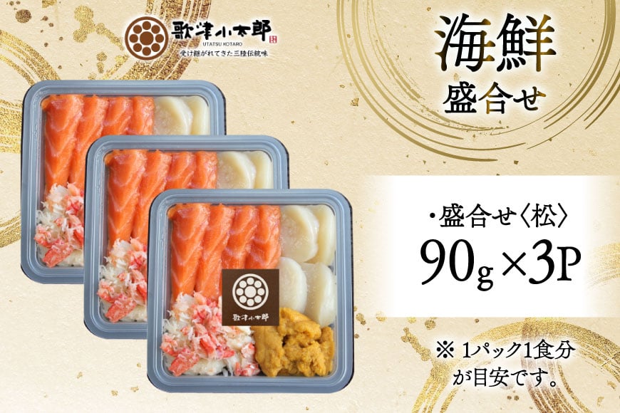 海鮮 盛合せ 漁師めし〈松〉 90g 3パック [橋本水産食品 宮城県 南三陸町 m304amh590037] 魚介 魚介類 魚 海鮮 海鮮丼 丼 サーモン 銀鮭 鮭 小分け 個包装 冷凍 三陸 ホタテ 帆立 ほたて