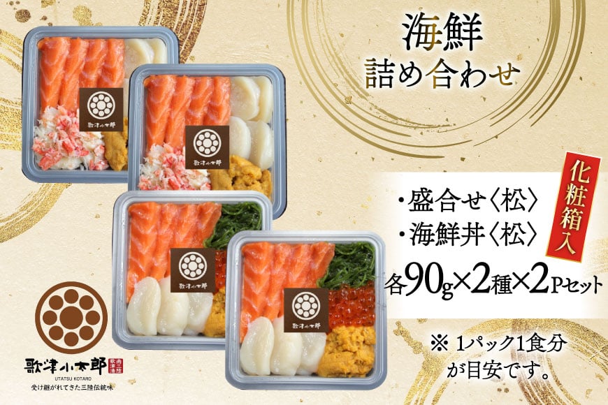 海鮮 詰め合わせ ギフト 漁師めし 〈松〉 90g 計4パック [橋本水産食品 宮城県 南三陸町 m304amh590040] 魚介 魚介類 魚 海鮮 海鮮丼 丼 サーモン 銀鮭 鮭 帆立 ほたて いくら めかぶ 小分け 個包装 冷凍 三陸 蟹 カニ うに 雲丹
