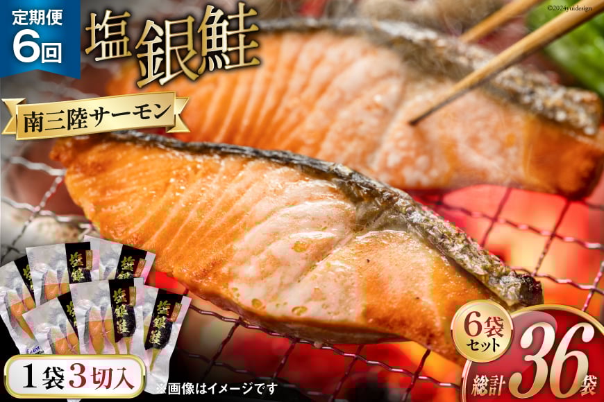 6回 定期便 鮭 切り身 塩銀鮭パック 3切 ×6袋 ×6回 総計36袋 [たみこの海パック 宮城県 南三陸町 m304amh560058] サーモン 銀鮭 塩銀鮭 シャケ 切身 さけ サケ 国産 小分け 個包装 冷凍