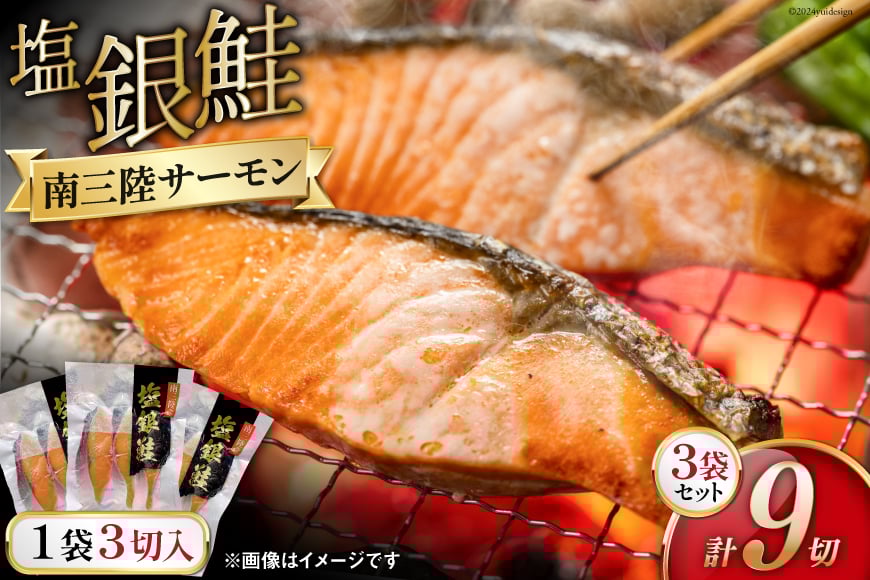鮭 切り身 塩銀鮭パック 3切 ×3袋 計9切 [たみこの海パック 宮城県 南三陸町 m304amh560065] サーモン 銀鮭 塩銀鮭 シャケ 切身 さけ サケ 国産 小分け 個包装 冷凍