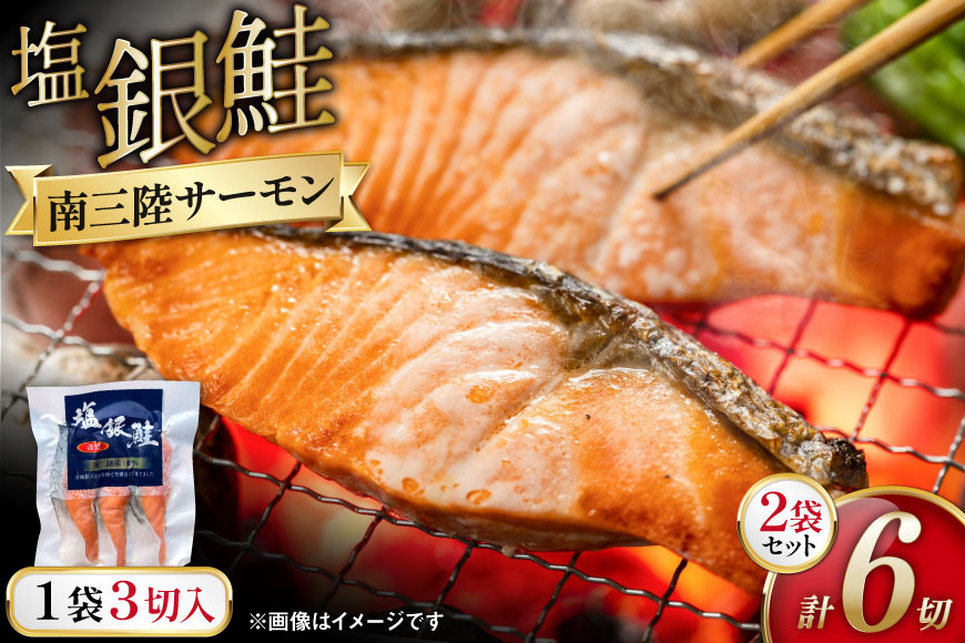 鮭 切身 塩銀鮭パック 3切×2袋 計6切 [たみこの海パック 宮城県 南三陸町 m304amh560067] サーモン 銀鮭 塩銀鮭 シャケ 切り身 さけ サケ 国産 小分け 個包装 冷凍