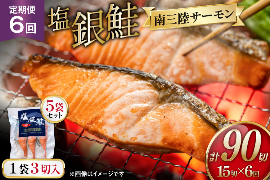 6回 定期便 塩銀鮭パック 3切×5袋×6回 総計30袋 [たみこの海パック 宮城県 南三陸町 m304amh560086] 鮭 切り身 サーモン 銀鮭 塩銀鮭 シャケ 切身 さけ サケ 国産 小分け 個包装 冷凍