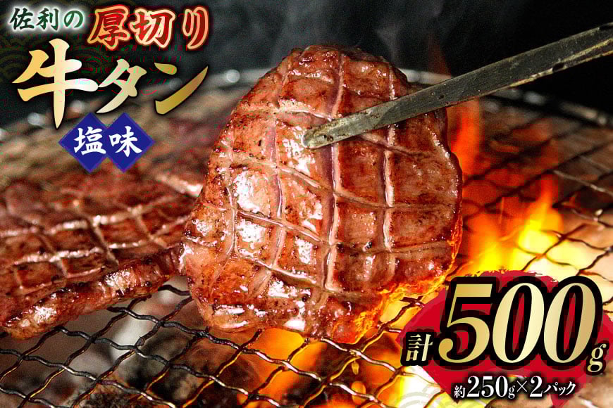 牛タン 厚切 塩味 約250g×2P 計500g [佐利 宮城県 南三陸町 m304amh580028] 牛肉 精肉 牛たん 牛たん塩 牛タン塩 タン 肉 厚切り 焼肉 焼き肉 タン塩 たん塩 小分け 冷凍